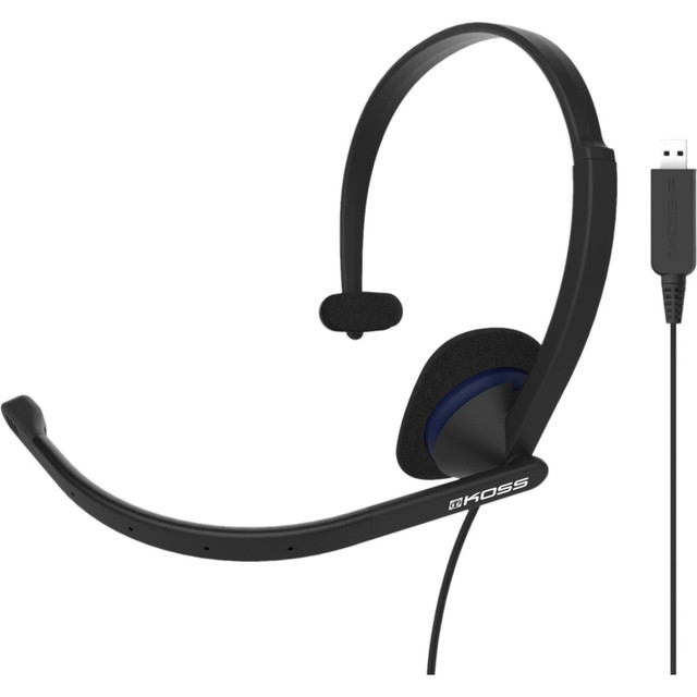 KOSS CORPORATION CS195USB Koss CS195-USB Headsets & Gaming - Mono - USB - Wired - 20 Hz - 22 kHz - Over-the-head - Monaural - Supra-aural - 8 ft Cable - Noise Cancelling, Electret Microphone