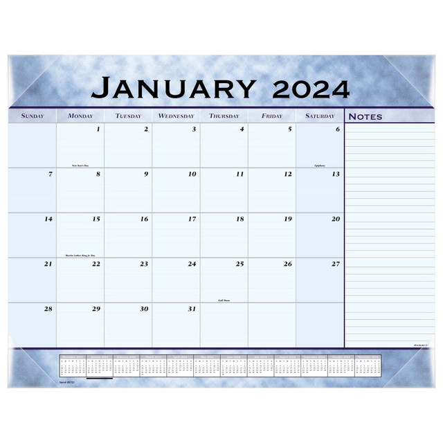 ACCO BRANDS USA, LLC 89701-24 2024 AT-A-GLANCE Monthly Desk Pad Calendar, 21-3/4in x 17in, Slate Blue, January To December 2024, 89701