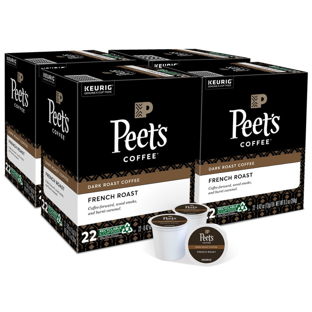 PEETs COFFEE AND TEA, INC. Peet's 10099555065456CA Peets Coffee & Tea Single-Serve Coffee K-Cup, French Roast, 22 Pods Per Box, Set Of 4 Boxes