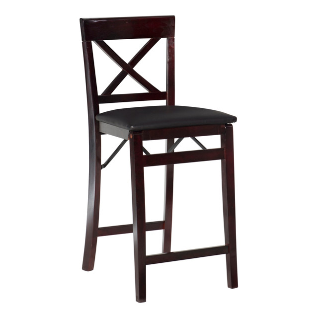 LINON HOME DECOR PRODUCTS, INC OFDP1115 Linon Richland Faux Leather Folding Counter Stool, Espresso/Brown LINON HOME DECOR PRODUCTS, INC OFDP1115 Linon Richland Faux Leather Folding Counter Stool, Espresso/Brown