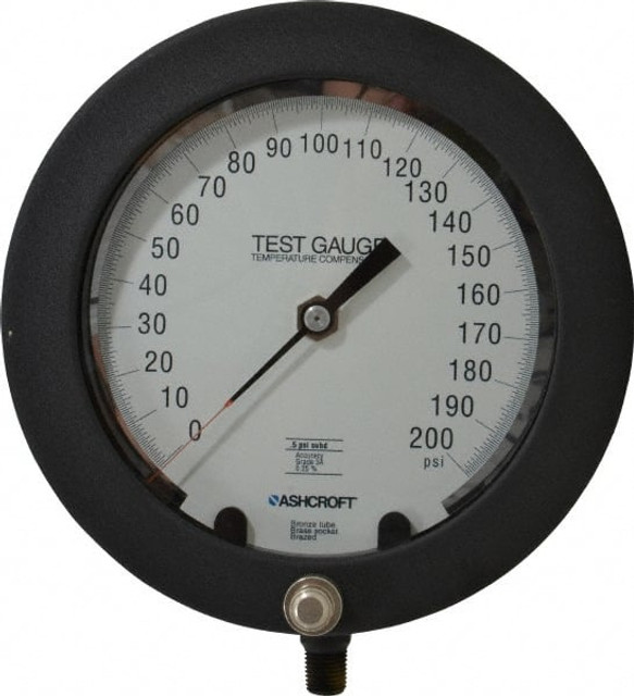 Ashcroft 92646 Pressure Gauge: 6" Dial, 0 to 200 psi, 1/4" Thread, NPT, Lower Mount