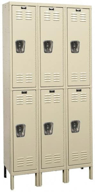 Hallowell U3228-2PT 3-Wide Locker: 12" Wide, 11" Deep, 78" High, Padlock