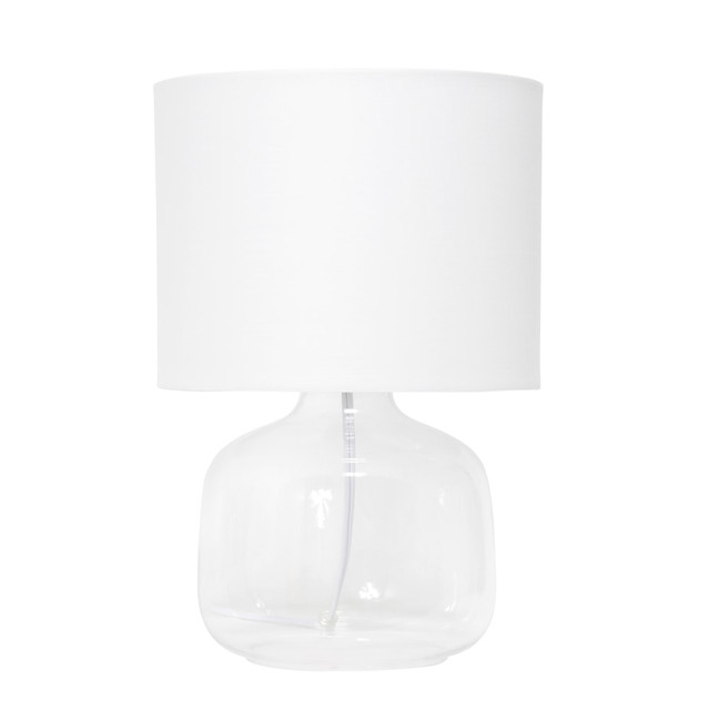 ALL THE RAGES INC LT2064-CLW Simple Designs Glass Table Lamp, 13-3/4inH, Gray Shade/Clear Base