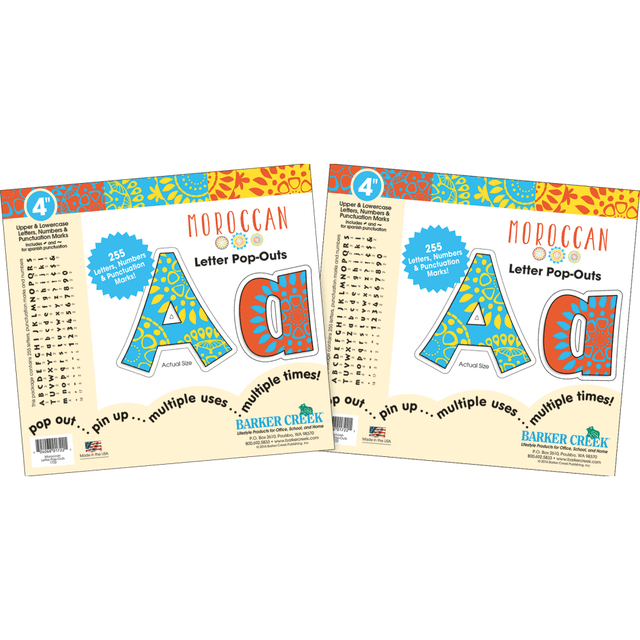 BARKER CREEK PUBLISHING, INC. BC3645 Barker Creek Letter Pop-Outs, 4in, Moroccan, Pack Of 510 BARKER CREEK PUBLISHING, INC. BC3645 Barker Creek Letter Pop-Outs, 4in, Moroccan, Pack Of 510