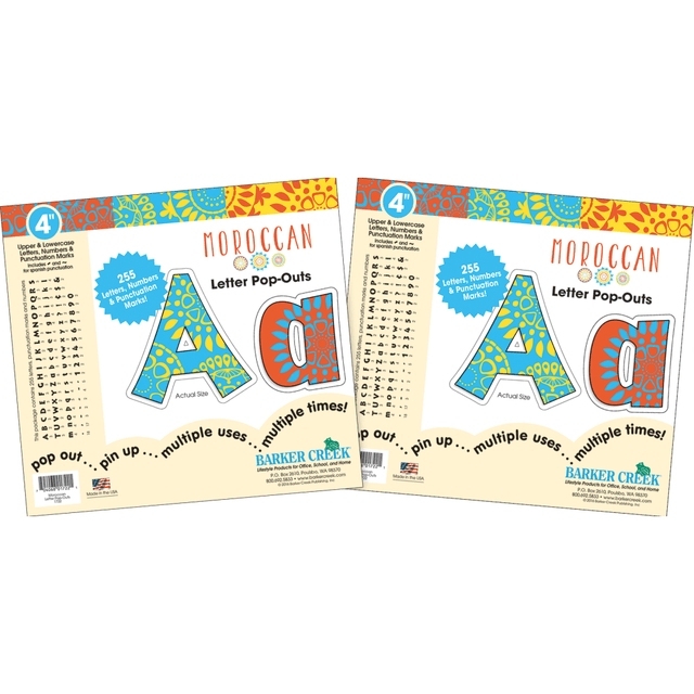 BARKER CREEK PUBLISHING, INC. Barker Creek BC3645  Letter Pop-Outs, 4in, Moroccan, Pack Of 510