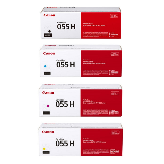 DRAGON TREE DISTRIBUTORS CRG055HCMYK-OD Canon 55 Black; Cyan; Magenta; Yellow High Yield Toner Cartridges Combo, Pack Of 4, 3020C001,3019C001,3018C001,3017C001