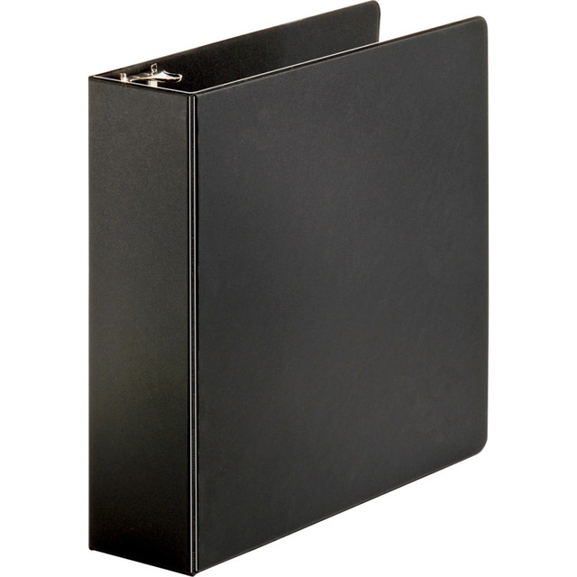 SP RICHARDS Business Source 09978  Basic Round-ring Binder - 3in Binder Capacity - Letter - 8 1/2in x 11in Sheet Size - 3 x Round Ring Fastener(s) - Inside Front & Back Pocket(s) - Vinyl - Black - 1.20 lb - Recycled - 1 / Each