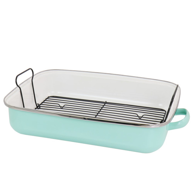 GIBSON OVERSEAS INC. 995116448M Martha Stewart Steel Roasting Pan, 18in, Mint