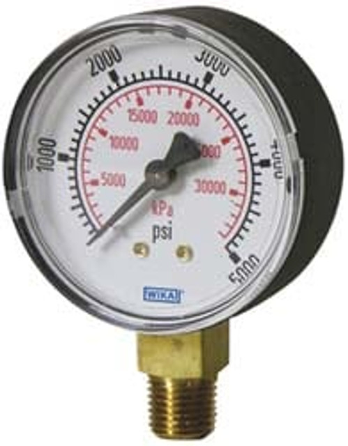 Wika 9747230 Pressure Gauge: 1-1/2" Dial, 1/8" Thread, NPT, Lower Mount