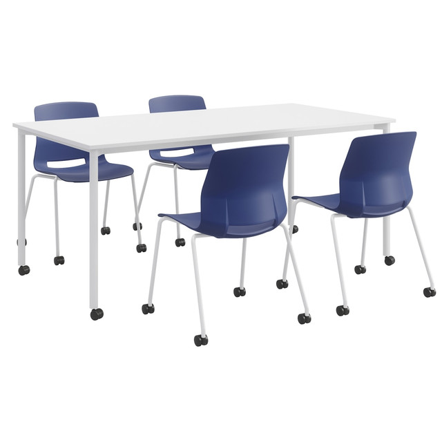 KENTUCKIANA FOAM INC KFI Studios 840031923974  Dailey Table And 4 Chairs, With Caster, White Table, Navy/White Chairs