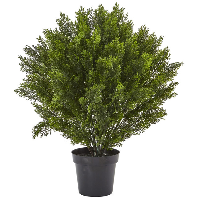 NEARLY NATURAL INC. Nearly Natural 6881  3ftH Artificial Cedar Bush With Pot, Green/Black