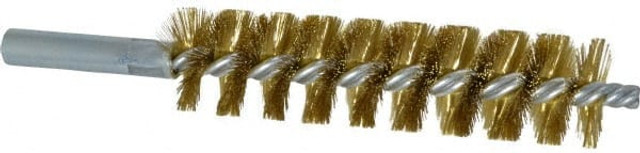 Schaefer Brush 43633 Double Stem/Single Spiral Tube Brush: 1" Dia, 6-1/4" OAL, Brass Bristles