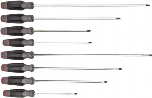 Proto J1208SCLF Screwdriver Set: 8 Pc, Phillips & Slotted