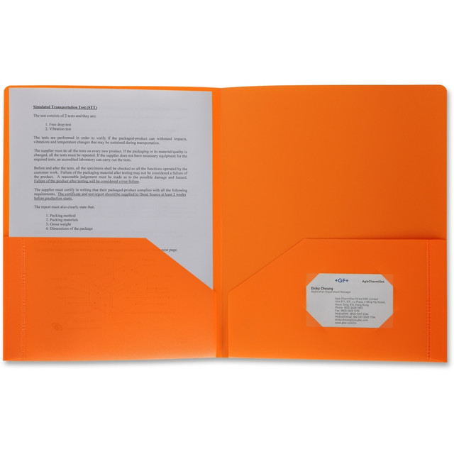 SP RICHARDS 20883 Business Source Letter Portfolio - 8 1/2in x 11in - 30 Sheet Capacity - 2 Pocket(s) - Orange - 1 Each SP RICHARDS 20883 Business Source Letter Portfolio - 8 1/2in x 11in - 30 Sheet Capacity - 2 Pocket(s) - Orange - 1 Each