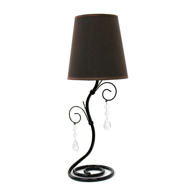 ALL THE RAGES INC Simple Designs LT2010-BWN  Twisted Vine Table Lamp with Fabric Shade and Hanging Crystals, 18.5inH, Brown