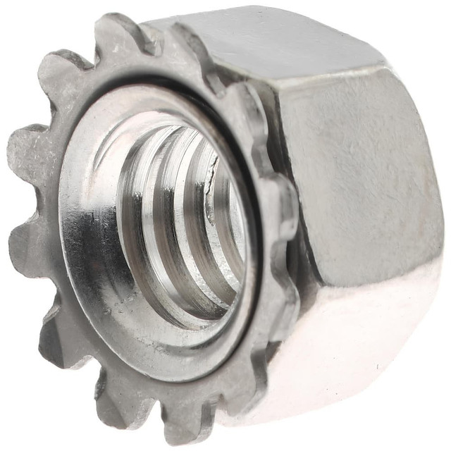 Value Collection 1-KN-31C 5/16-18, 0.328" High, Uncoated, Stainless Steel K-Lock Hex Nut with External Tooth Lock Washer