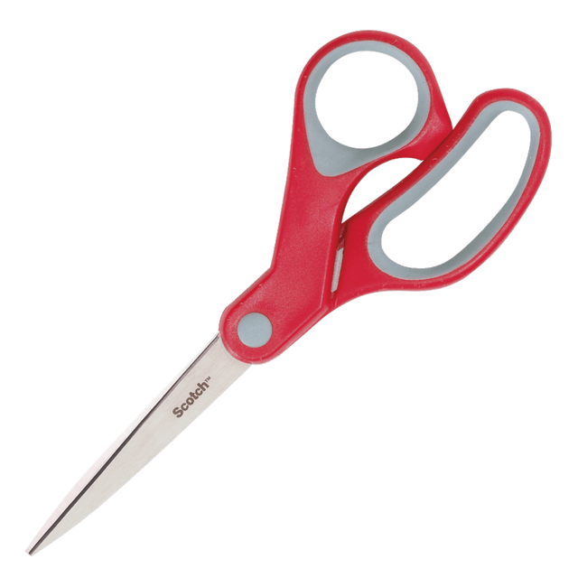 3M CO Scotch 1427  Multipurpose Scissors, 7in, Pointed, Gray/Red