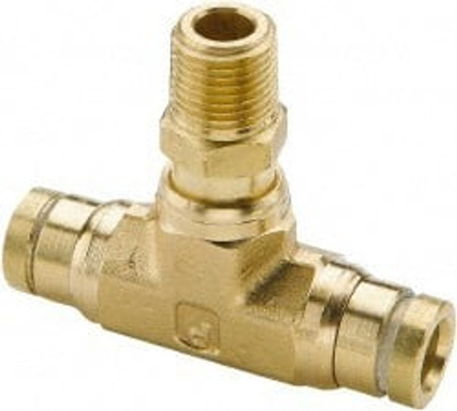 Parker 172PTC-8-8 Push-To-Connect Tube to Male & Tube to Male NPT Tube Fitting: Swivel Male Branch Tee, 1/2" Thread, 1/2" OD