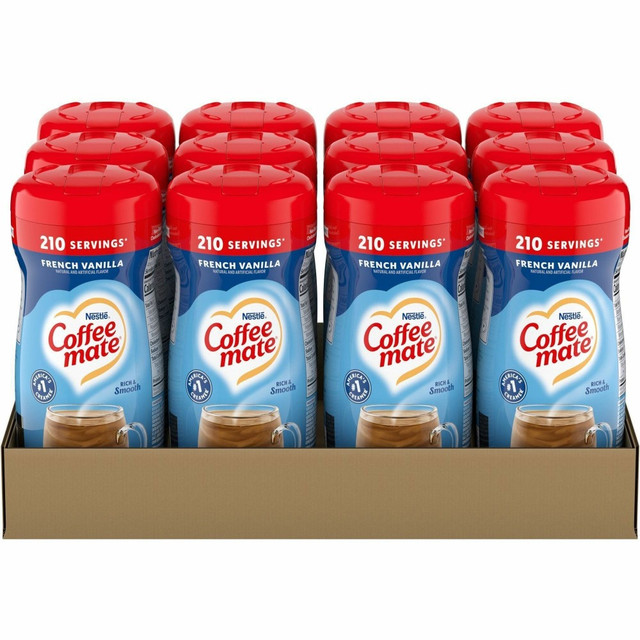 NESTLE WATERS NORTH AMERICA 35775CT Coffee mate French Vanilla Powdered Creamer Canister - Gluten-Free - French Vanilla Flavor - 15 oz Canister - 12 / Carton