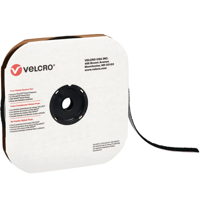 B O X MANAGEMENT, INC. VELCRO Brand VEL155  Loop Tape, Strips, 1/2in x 75ft, Black