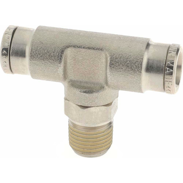 Norgren 124670418 Push-To-Connect Tube to Male & Tube to Male NPT Tube Fitting: Pneufit Swivel Male Tee, 1/8" Thread, 1/4" OD