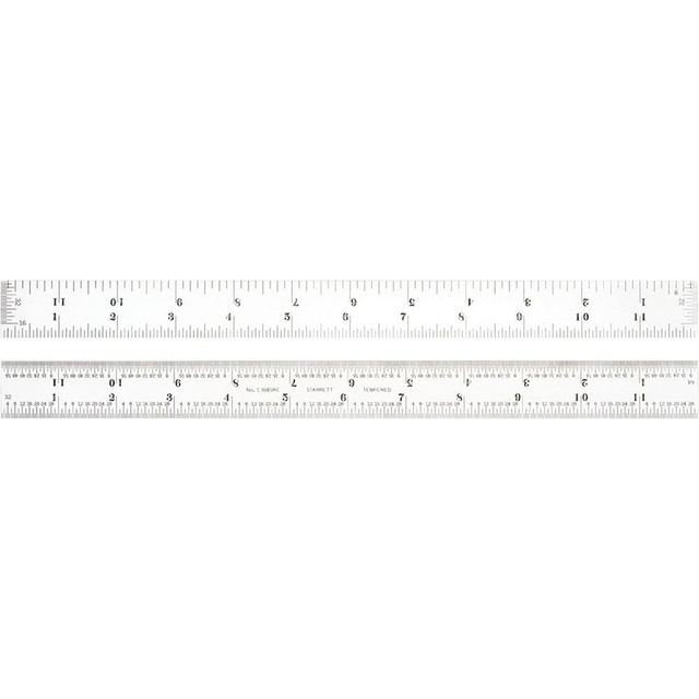 Starrett 51344 Steel Rule: 12" OAL, 4R Graduation, Flexible, 1" OAW