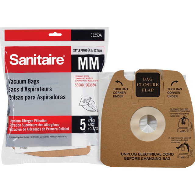 ELECTROLUX 63253A10 Sanitaire Style MM Allergen Vacuum Bags f/S3680 - 5 / Pack - Style MM - Micro Allergen - White ELECTROLUX 63253A10 Sanitaire Style MM Allergen Vacuum Bags f/S3680 - 5 / Pack - Style MM - Micro Allergen - White
