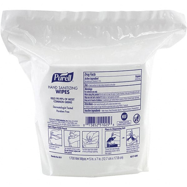 PURELL. 9217-02 Sanitizing Wipes: Pre-Moistened, 1700 Sheet/Pack,