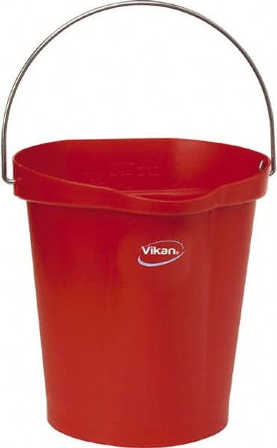 Vikan 56864 3 Gal, Polypropylene Round Red Single Pail with Pour Spout