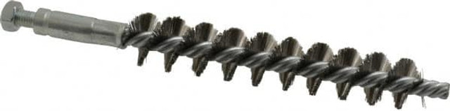 Schaefer Brush 93522 Double Stem/Single Spiral Tube Brush: 3/4" Dia, 6-1/4" OAL, Stainless Steel Bristles