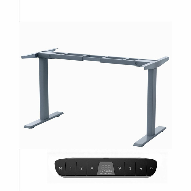 UNCAGED ERGONOMICS RU2G Rise Up Dual Motor Electric Standing Desk Frame with Memory Adjustable Height 27.2-45.3in Gray UNCAGED ERGONOMICS RU2G Rise Up Dual Motor Electric Standing Desk Frame with Memory Adjustable Height 27.2-45.3in Gray