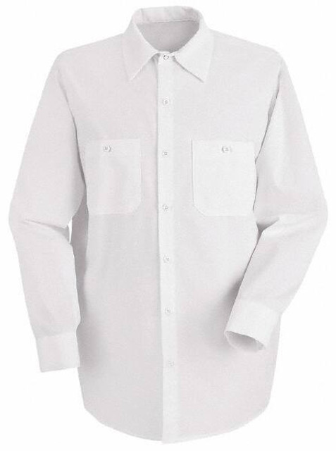 RedKap SP14WH RG 3XL Work Shirt: General Purpose, 3X-Large, Cotton, White, 2 Pockets