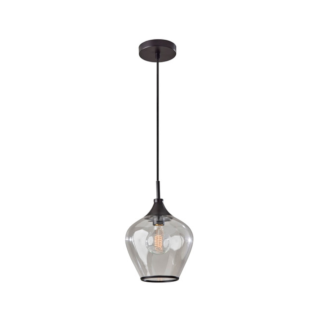 ADESSO INC 3921-26 Adesso Bradford Pendant Lamp, 12-3/4inH x 9inW, Clear Shade/Dark Bronze Base