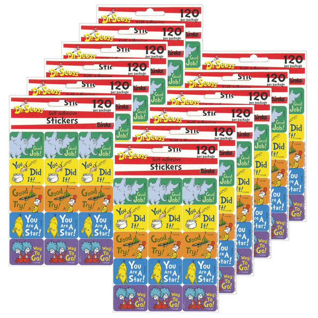 EDUCATORS RESOURCE Eureka EU-658017-12  Success Stickers, Dr. Seuss, 120 Stickers Per Pack, Set Of 12 Packs