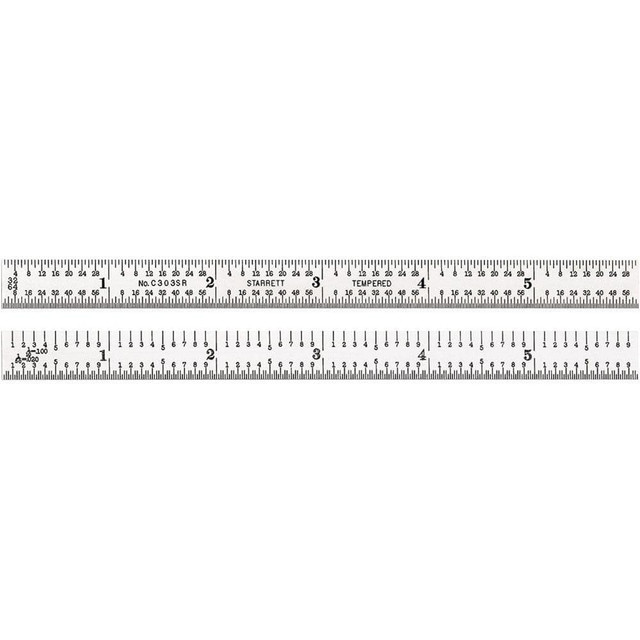 Starrett 51335 Steel Rule: 6" OAL, 3R Graduation, Flexible, 3/4" OAW