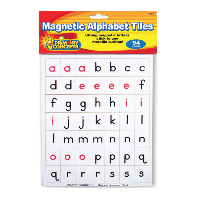 PRIMARY CONCEPTS, INC. Primary Concepts PC-1421  Magnetic Alphabet Tiles, Red/Black/White, Pack Of 94 Tiles, Pre-K To Grade 4