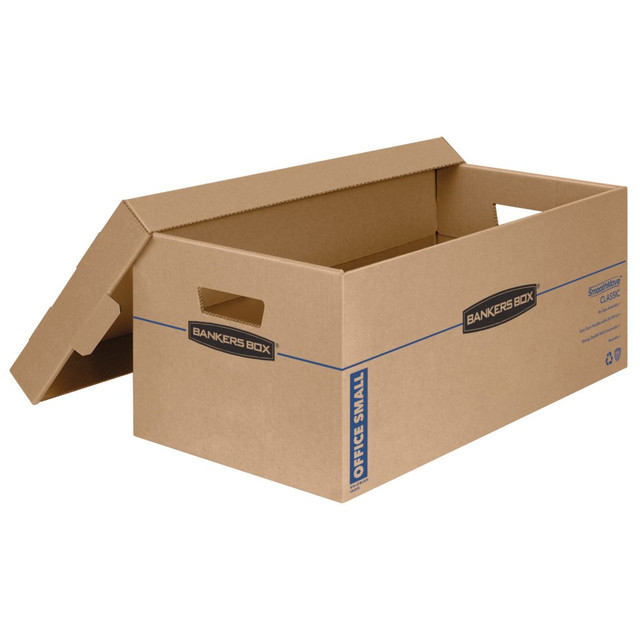 FELLOWES INC. 0065901 Bankers Box SmoothMove Prime Lift-Off Lid Moving Boxes, Small, 24in x 12in x 10in, Kraft/Blue, Pack Of 8 FELLOWES INC. 0065901 Bankers Box SmoothMove Prime Lift-Off Lid Moving Boxes, Small, 24in x 12in x 10in, Kraft/Blue, Pack Of 8