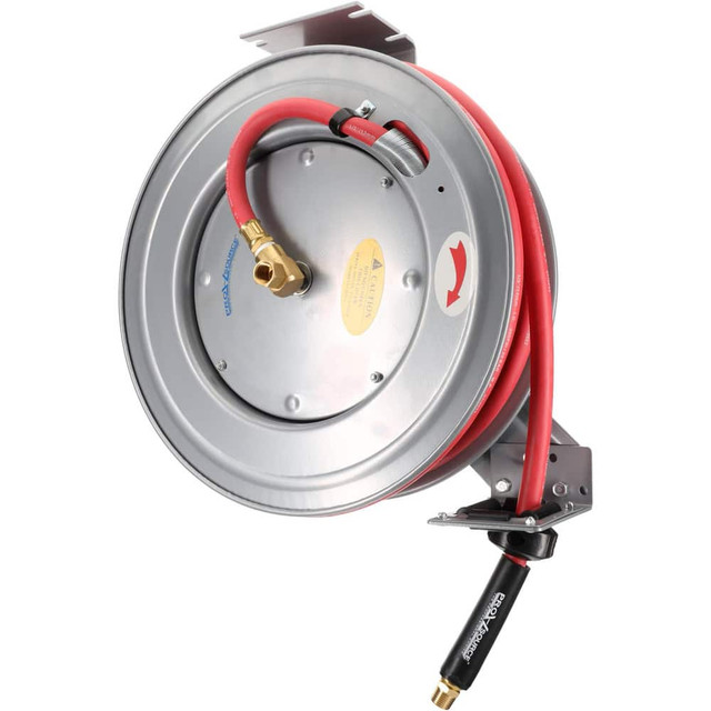 PRO-SOURCE 2810057510PRO Hose Reel with Hose: 1/2" ID Hose x 75', Spring Retractable