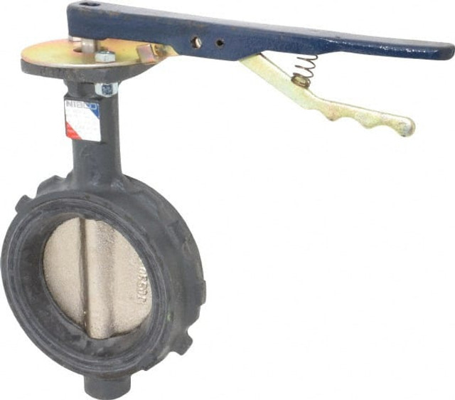 NIBCO NLH250H Manual Wafer Butterfly Valve: 4" Pipe, Lever Handle