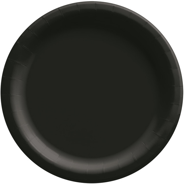 AMSCAN 640011.10  Round Paper Plates, Jet Black, 6-3/4in, 50 Plates Per Pack, Case Of 4 Packs