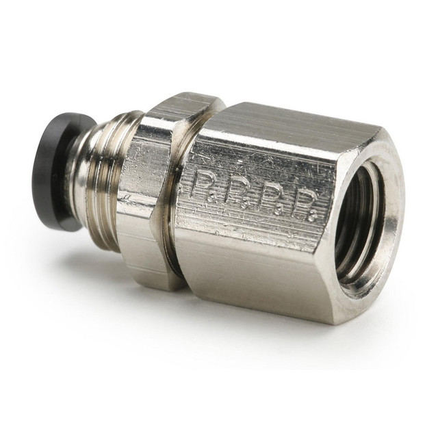 Parker 66PLPBH-5/32-4 Push-To-Connect Tube to Female & Tube to Female NPT Tube Fitting: Female Bulkhead, 1/4" Thread, 5/32" OD