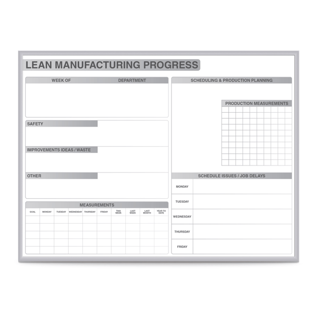 GHENT MANUFACTURING INC. GRPM302M-48 Ghent Lean Manufacturing Magnetic Dry-Erase Whiteboard, 48in x 96in, Aluminum Frame With Silver Finish