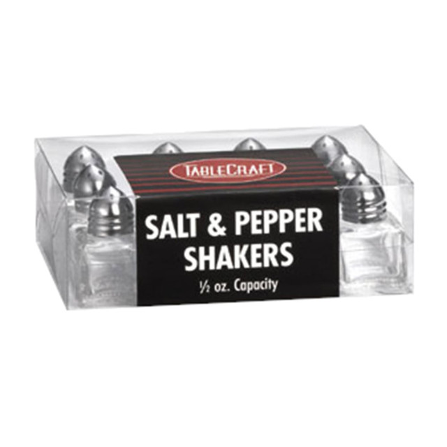 TABLECRAFT PRODUCTS, INC. C30A Tablecraft Cube Salt And Pepper Shakers, 0.5 Oz, Clear, Pack Of 12 Shakers