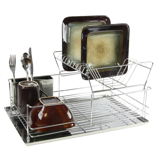 MEGAGOODS, INC. 99596414M MegaChef 15-1/2in Shelf Dish Rack, Silver MEGAGOODS, INC. 99596414M MegaChef 15-1/2in Shelf Dish Rack, Silver