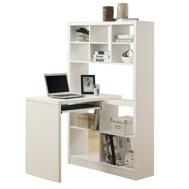 MONARCH PRODUCTS I 7022 Monarch Specialties 38inW Corner Desk With Built-In Shelves, White