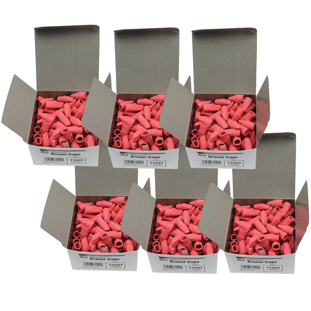 BAUMGARTENS Charles Leonard CHL71541BN  Economy Wedge-Shaped Eraser Caps, Pink, 144 Erasers Per Box, Pack Of 6 Boxes