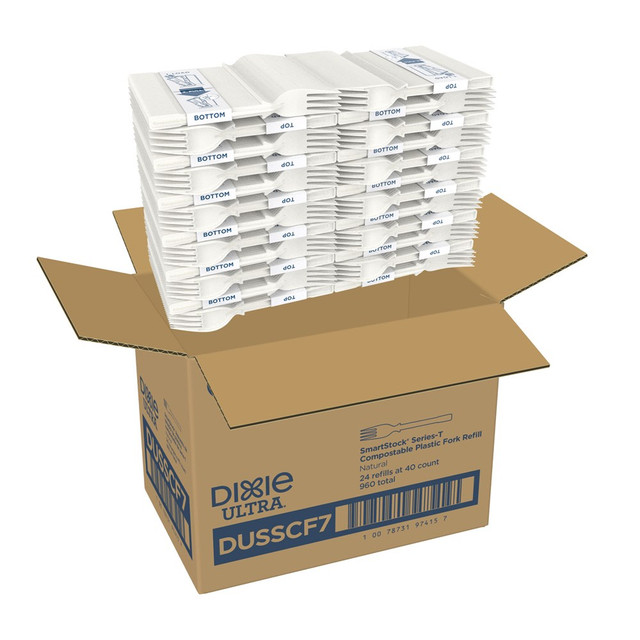FORT JAMES CORPORATION (FHC) Dixie DUSSCF7  TriTower Compostable Forks, White, 40 Forks Per Box, Case Of 24 Boxes