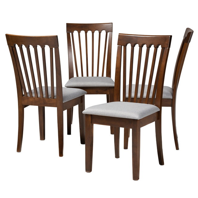 WHOLESALE INTERIORS, INC. 2721-9879 Baxton Studio Minette Dining Chairs, Gray/Walnut, Set Of 4 Chairs