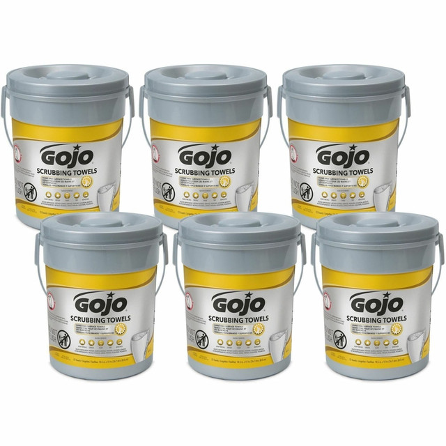 GOJO INDUSTRIES INC 639606CT Gojo Scrubbing Towels - 10.50in Width x 13in Length - White - 72 Tub - 6 / Carton