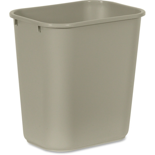 RUBBERMAID 295600BGCT  Commercial 28 QT Medium Deskside Wastebaskets - 7 gal Capacity - Rectangular - Dent Resistant, Durable, Rust Resistant, Easy to Clean - 15in Height x 10.5in Width x 14.5in Depth - Plastic - Beige - 12 / Carton